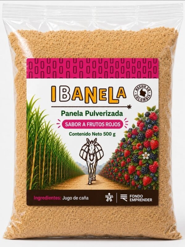Panela Ibanela Pulverizada sabor a Frutos Rojos de 500 g