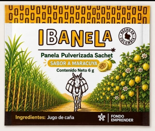 Panela Pulverizada en sachet sabor a Maracuya