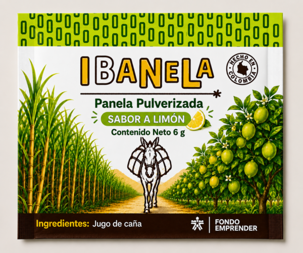 Sachet Ibanela sabor a limon de 6 g Panela Pulverizada en sachet sabor a limon