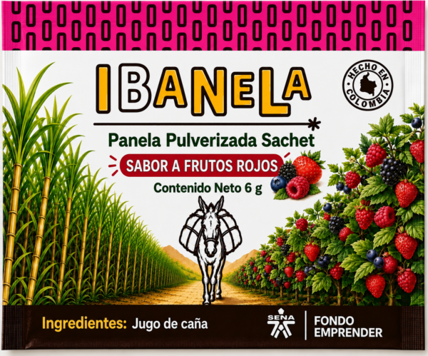 Panela Pulverizada en sachet sabor a Frutos Rojos